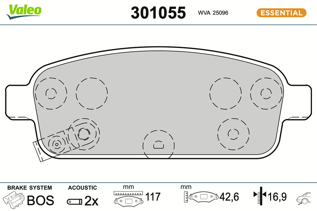 Jeu de 4 plaquettes de frein VALEO ref. 301055